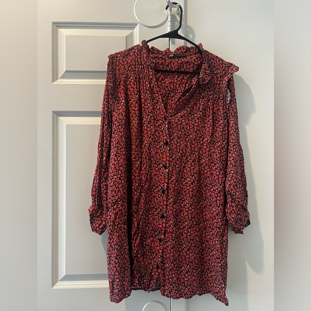 Zara floral shirt dress. Size L